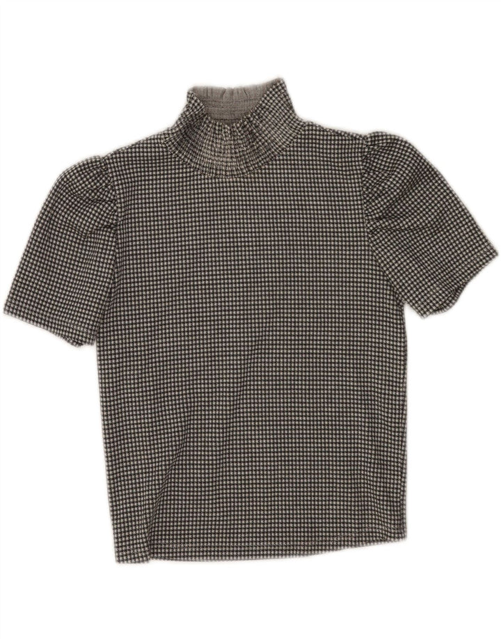 Top corto da donna Zara UK 10 piccolo pied de poule nero