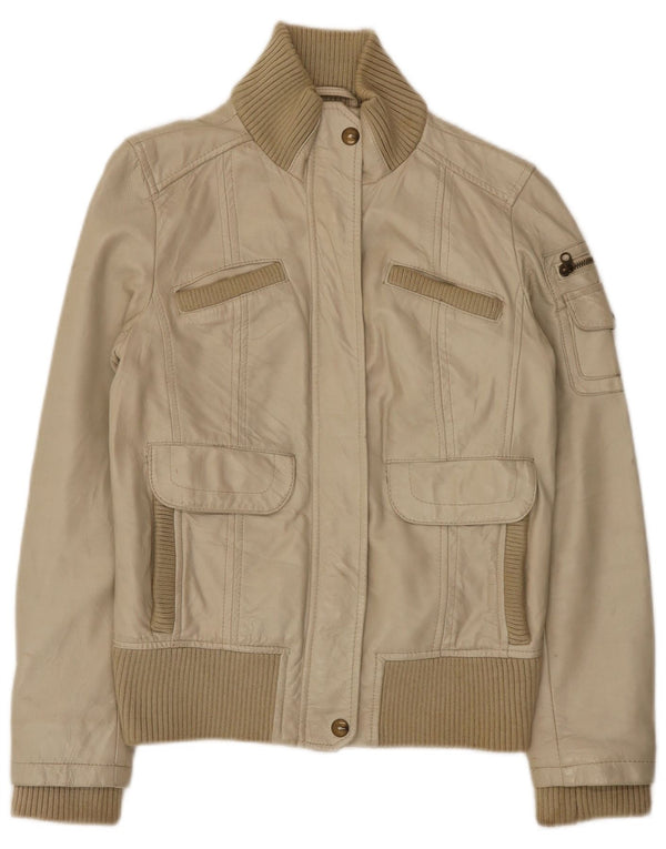 Giacca in pelle da donna Mango UK 12 Beige medio