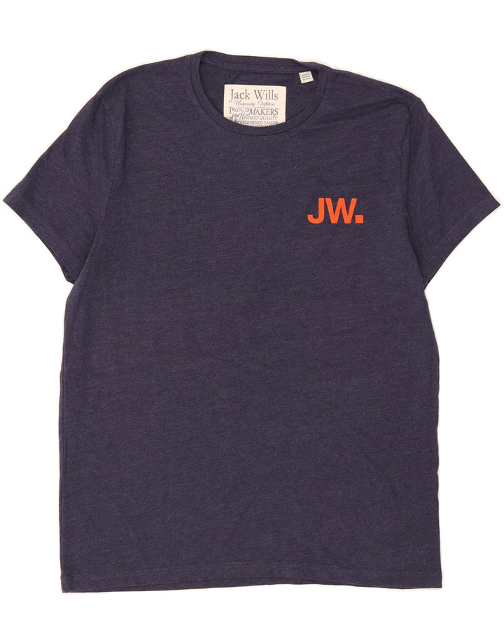 JACK WILLS Mens Graphic T-Shirt Top Medium Navy Blue Cotton Vintage Jack Wills and Second-Hand Jack Wills from Messina Hembry 