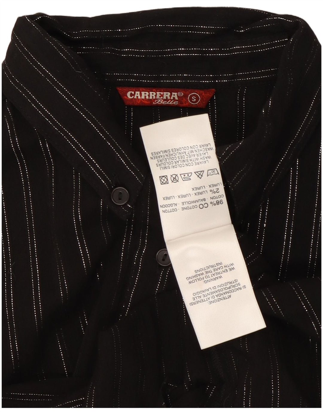 Camicia da donna Carrera UK 10 piccola in cotone a righe nere