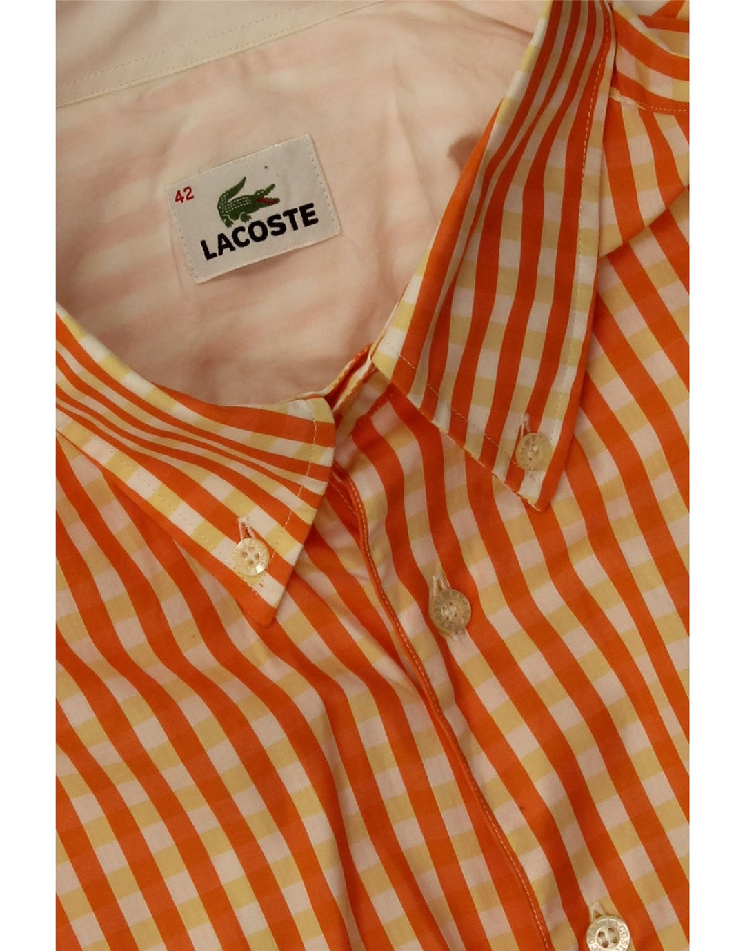 Camicia da uomo Lacoste taglia 42 grande a quadretti arancione