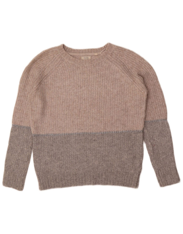 Maglione maglione con scollo a barca da donna Fat Face UK 8 piccolo nylon color block grigio