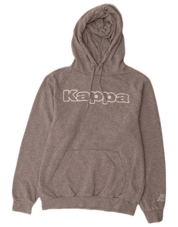 Maglione con cappuccio grafico da uomo Kappa in cotone grigio medio