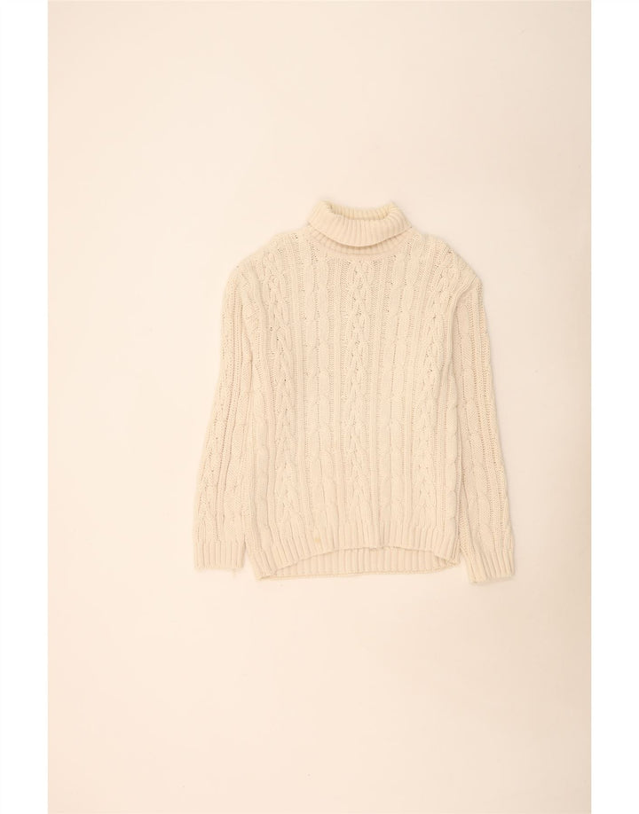 Maglione vintage da uomo con collo alto e maglione grande in cotone beige