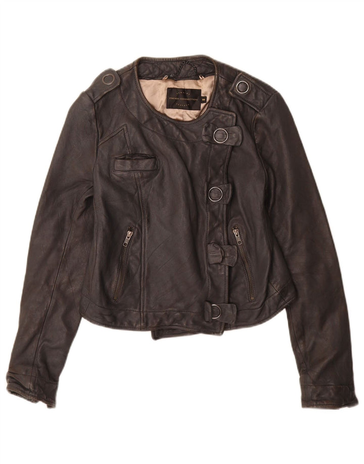 Giacca corta militare da donna French Connection UK 10 piccola in pelle nera