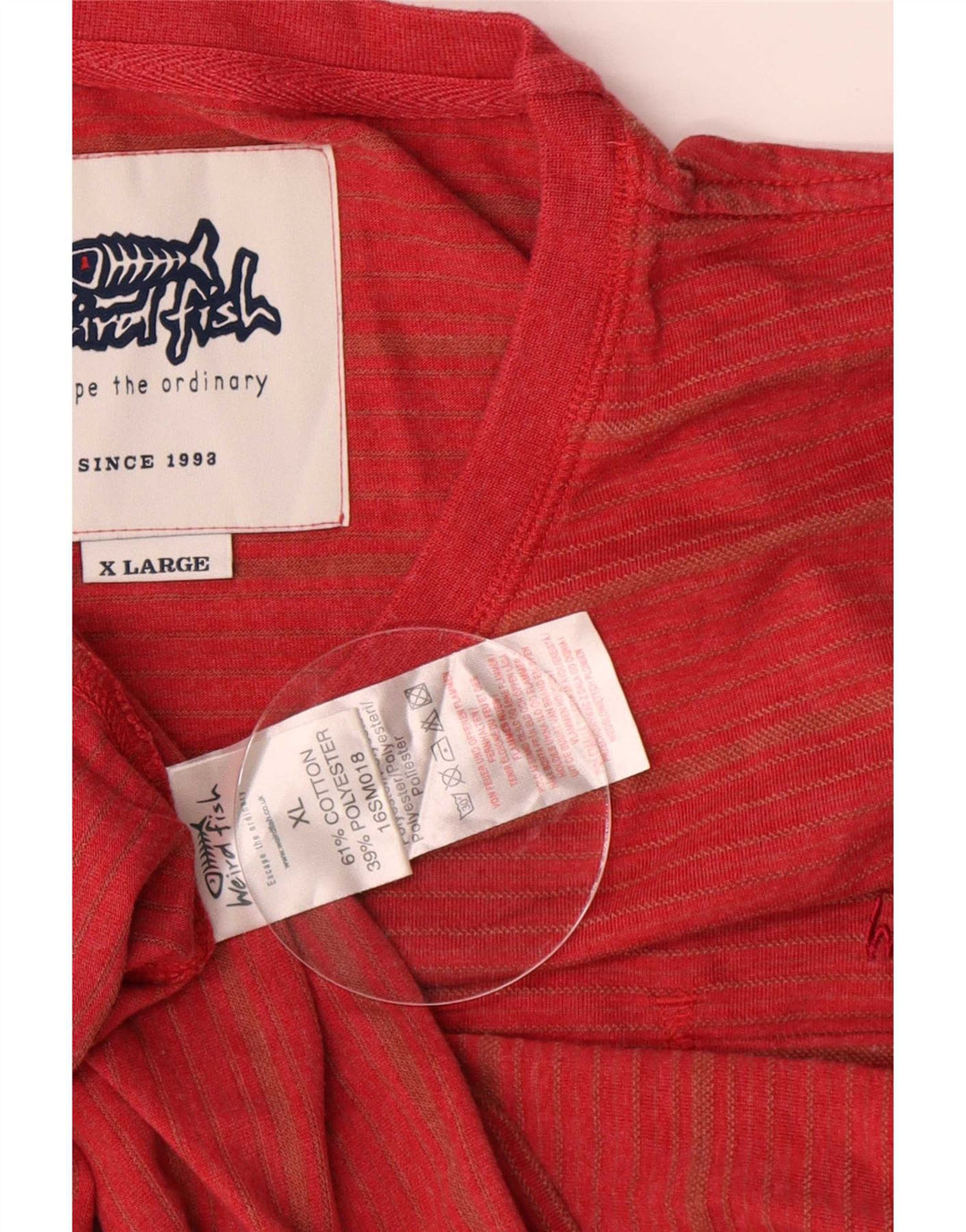 T-shirt da uomo Weird Fish Top XL in cotone gessato rosso