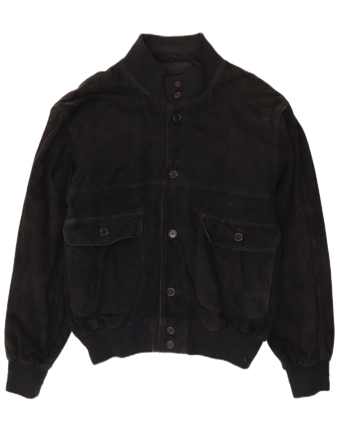 Giubbotto bomber in pelle scamosciata vintage da uomo UK 40 grande in pelle nera