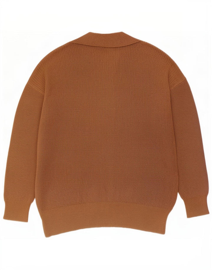 Massimo Dutti Maglione cardigan lungo da donna UK 14 Poliestere marrone medio