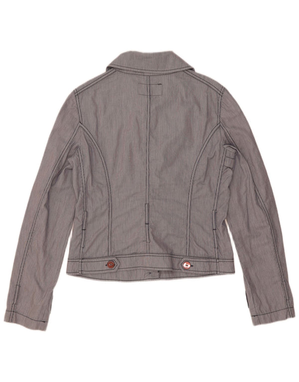 Giacca bomber da donna Armani Jeans US 8 cotone gessato blu medio
