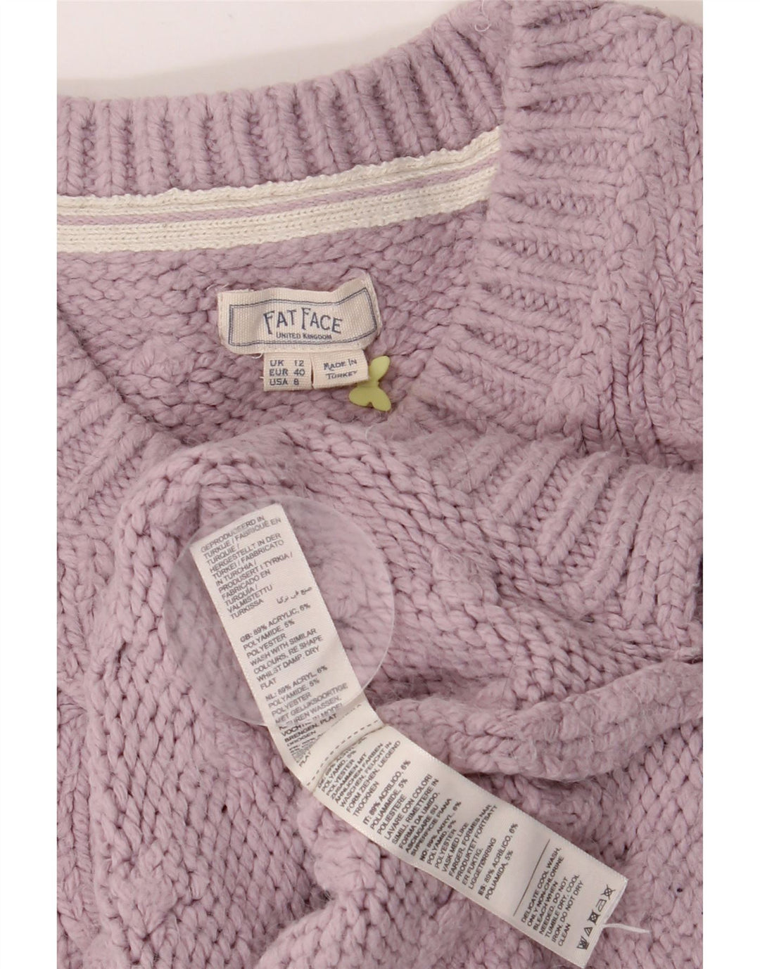 FAT FACE Womens Longline Crew Neck Jumper Sweater UK 12 Medium  Purple Vintage Fat Face and Second-Hand Fat Face from Messina Hembry 