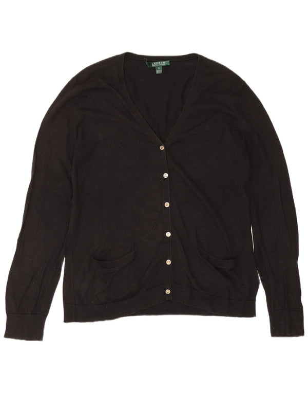 Maglione cardigan da donna Ralph Lauren UK 18 XL cotone nero