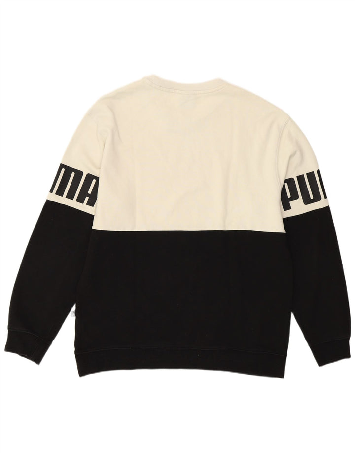 Felpa grafica da uomo Puma Maglione grande bianco in cotone color block