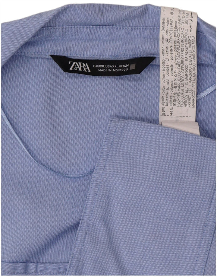 Camicia Zara da donna UK 20 2XL cotone blu classica