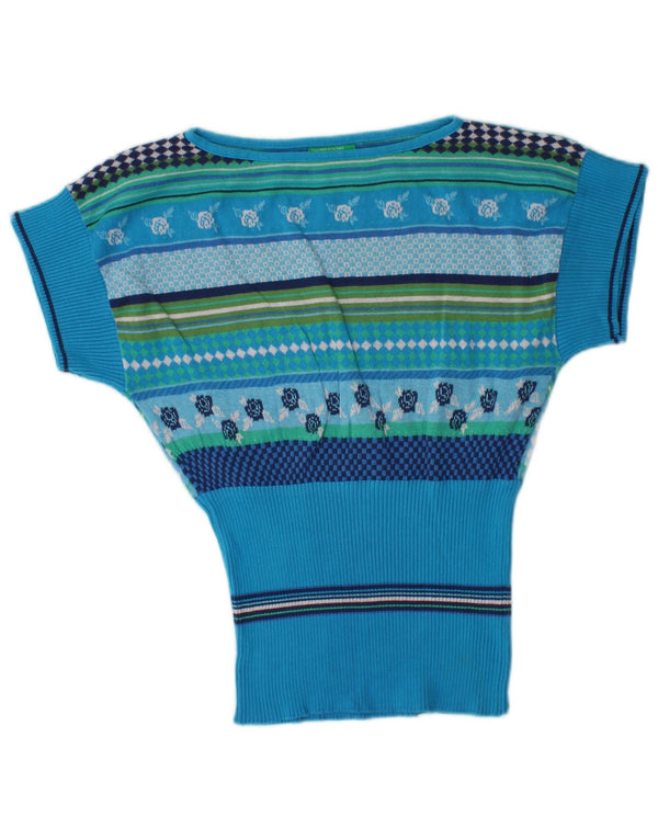 Maglione da donna Benetton con scollo a barca a pipistrello, UK 10, piccolo, multicolore