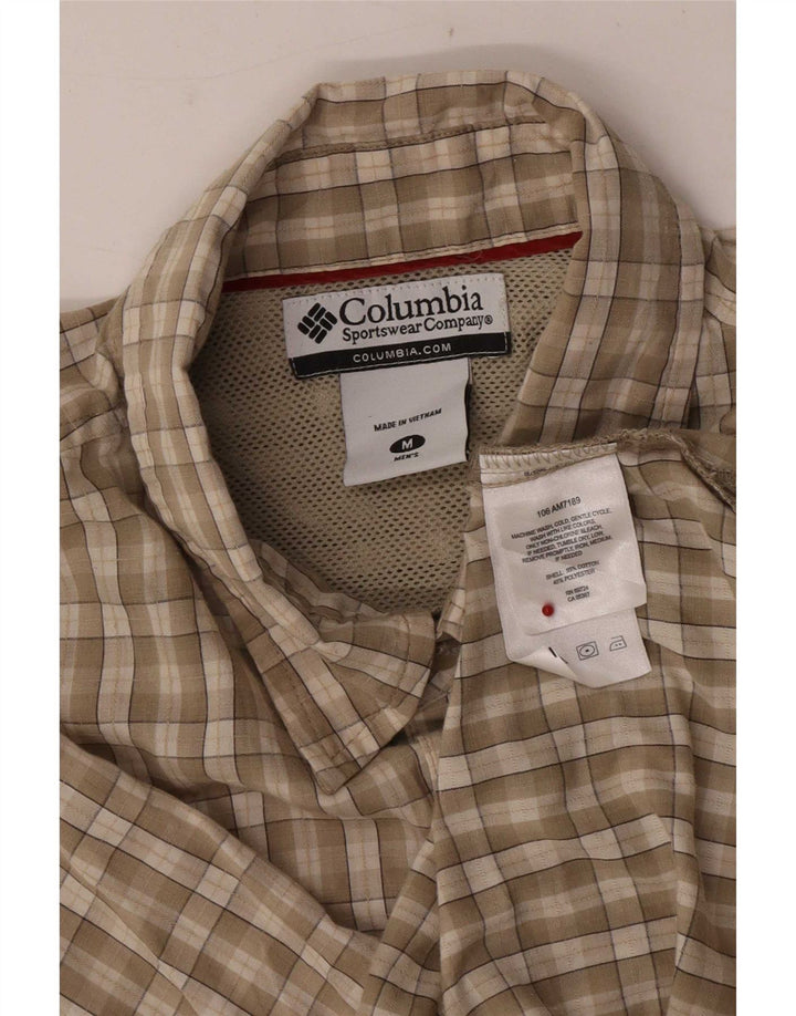 Camicia Columbia da uomo a maniche corte, vestibilità regolare, in cotone a quadri beige medio