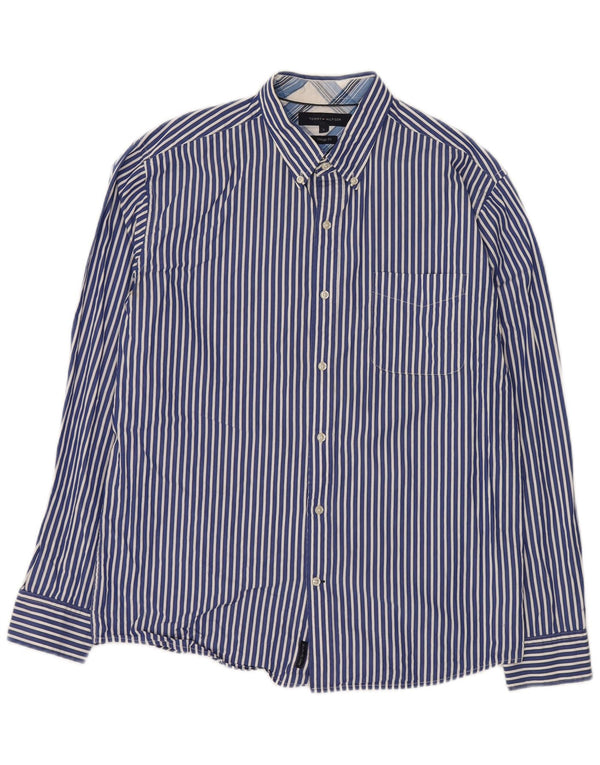Tommy Hilfiger Camicia da uomo vintage fit in cotone a righe grandi blu