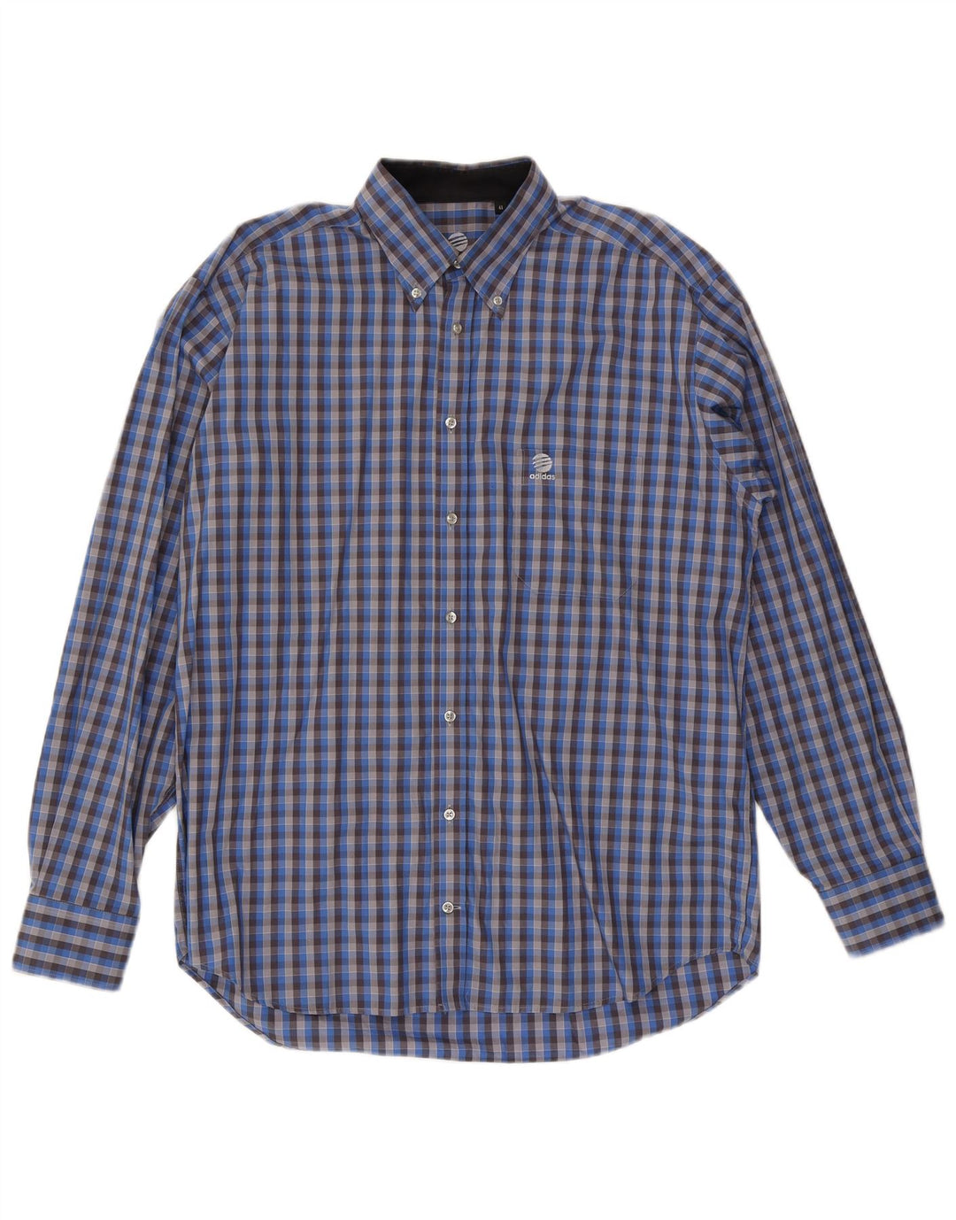 Camicia da uomo Adidas taglia 41 cotone a quadri blu medio