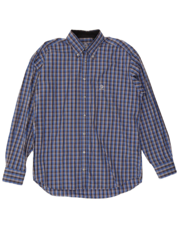 Camicia da uomo Adidas taglia 41 cotone a quadri blu medio
