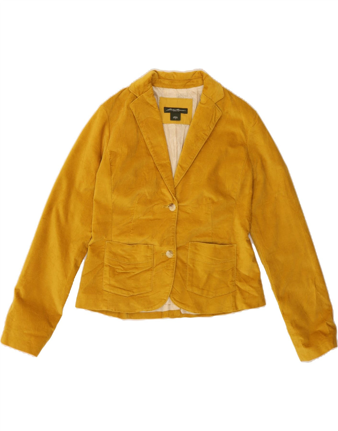 EDDIE BAUER Womens 2 Button Blazer Jacket US 4 Small Yellow Cotton Vintage Eddie Bauer and Second-Hand Eddie Bauer from Messina Hembry 