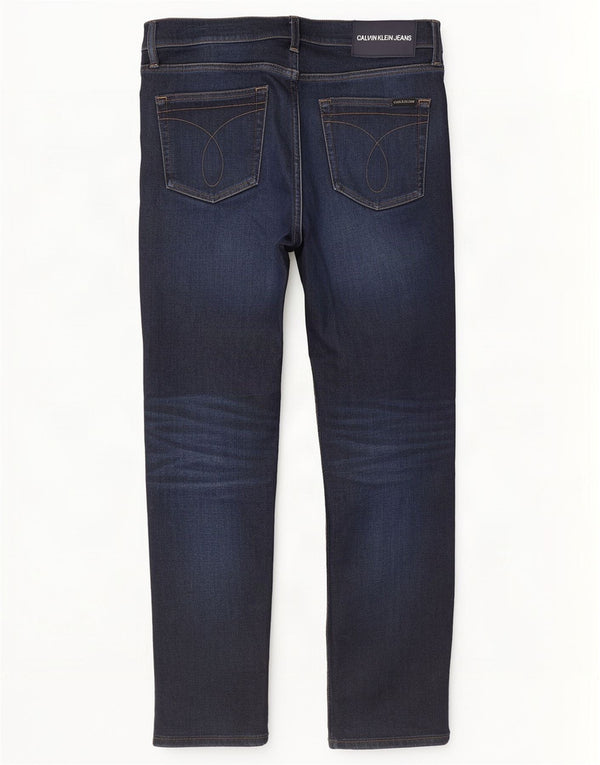 Jeans dritti da uomo Calvin Klein W33 L30 cotone blu navy