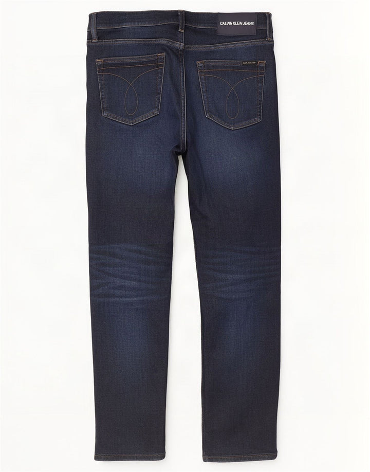 Jeans dritti da uomo Calvin Klein W33 L30 cotone blu navy