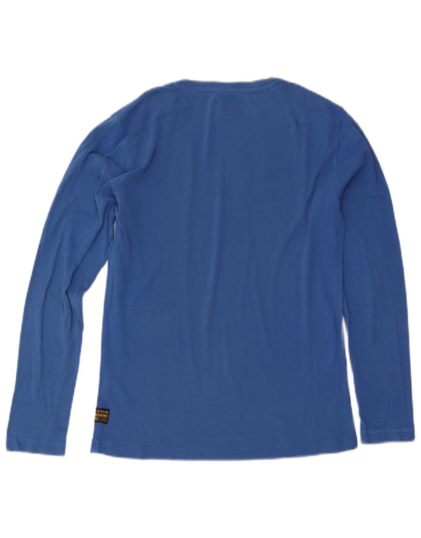 Top grafico da ragazzo G-Star a maniche lunghe 13-14 anni grande in cotone blu