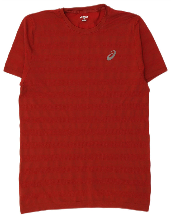 T-shirt ASICS da uomo a righe rosse medie