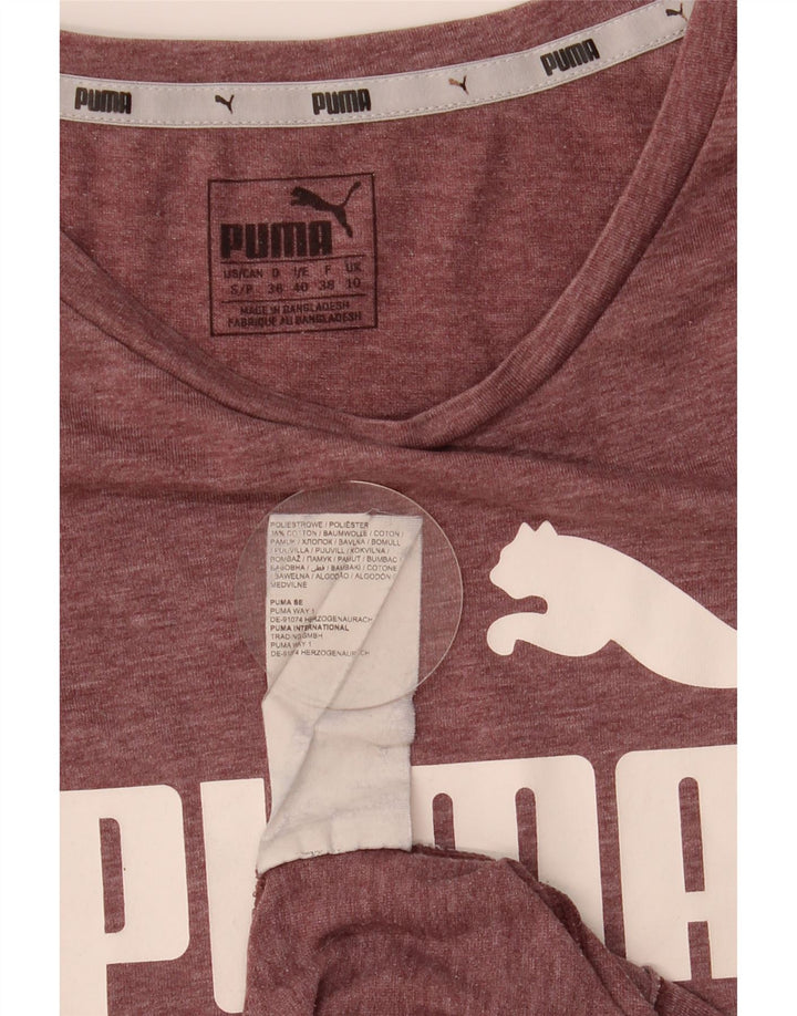 T-shirt grafica da donna Puma Top UK 10 Small Maroon Poliestere