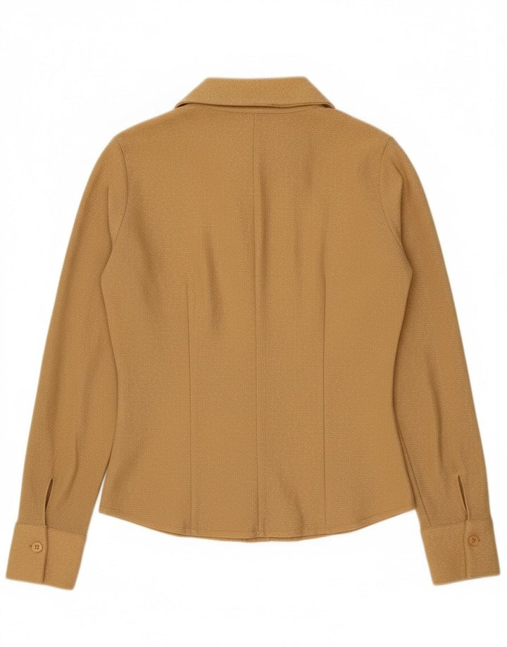 Camicia da donna vintage UK 10 piccola in poliestere dorato