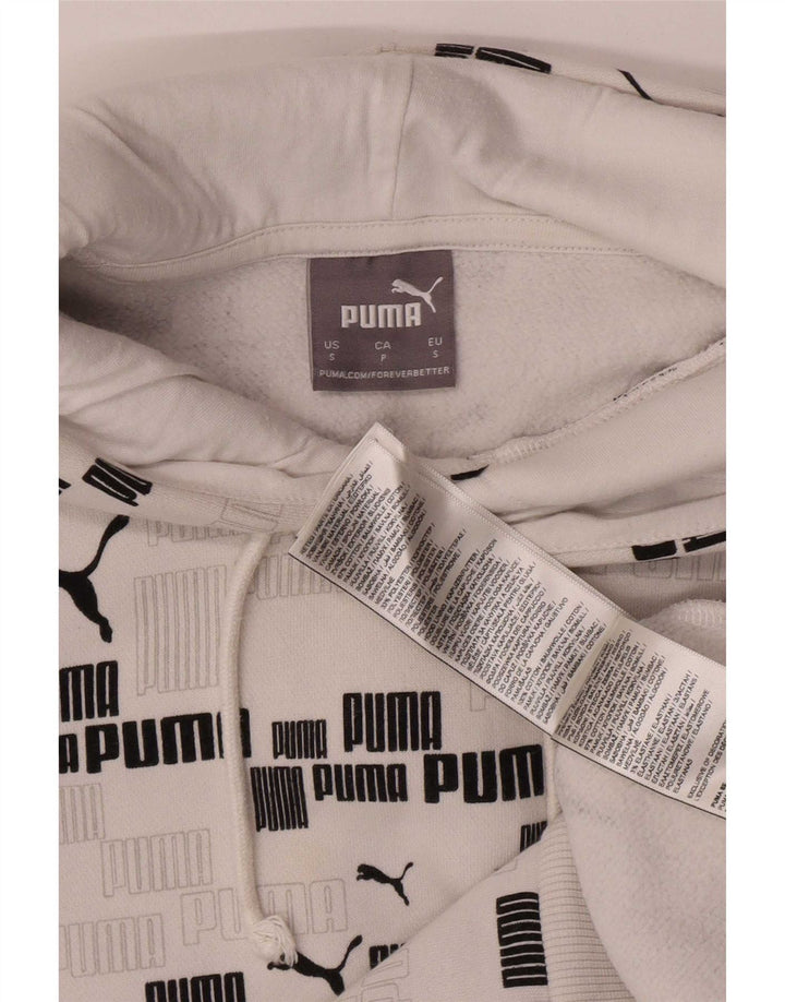 Felpa con cappuccio grafica da uomo Puma piccola in cotone bianco