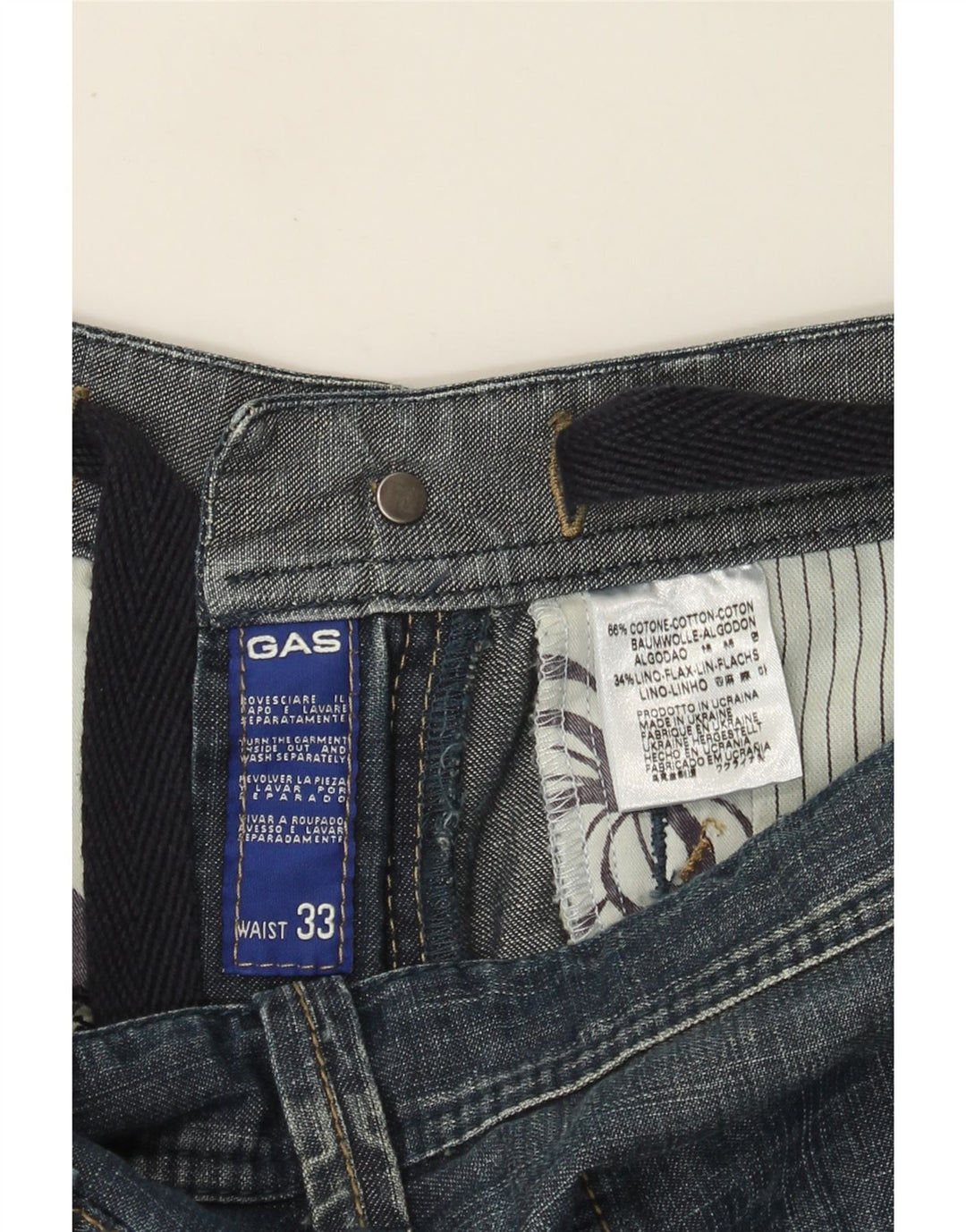Pantaloncini di jeans cargo da uomo Gas W33 cotone blu medio