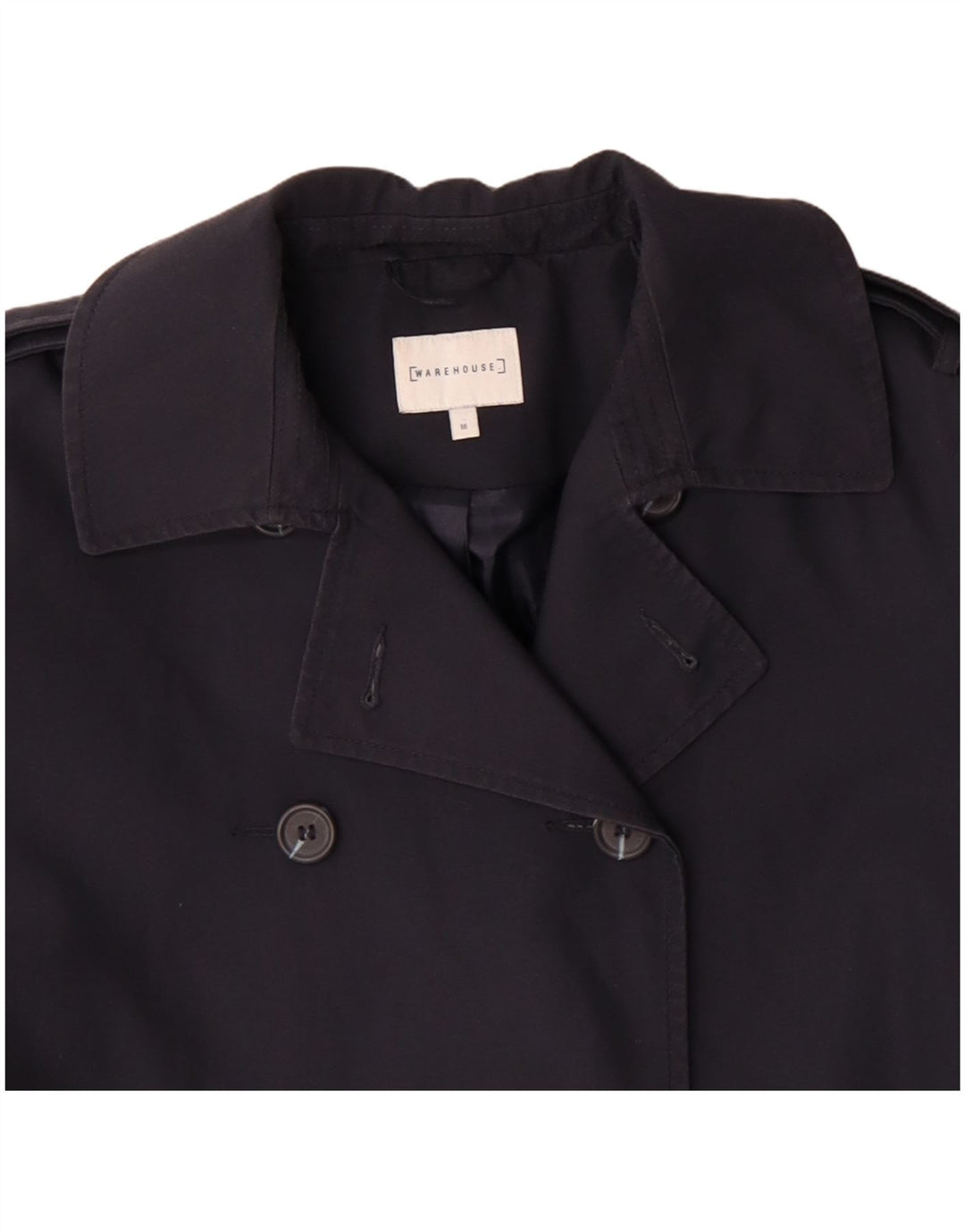 WAREHOUSE Trench da donna UK 16 Grande poliestere blu navy
