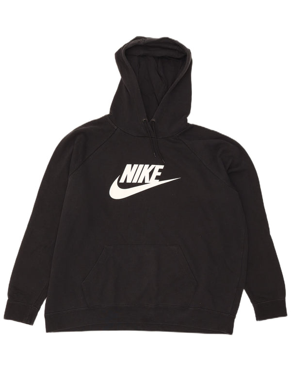 Felpa con cappuccio oversize con grafica Nike da donna UK 18 XL cotone nero