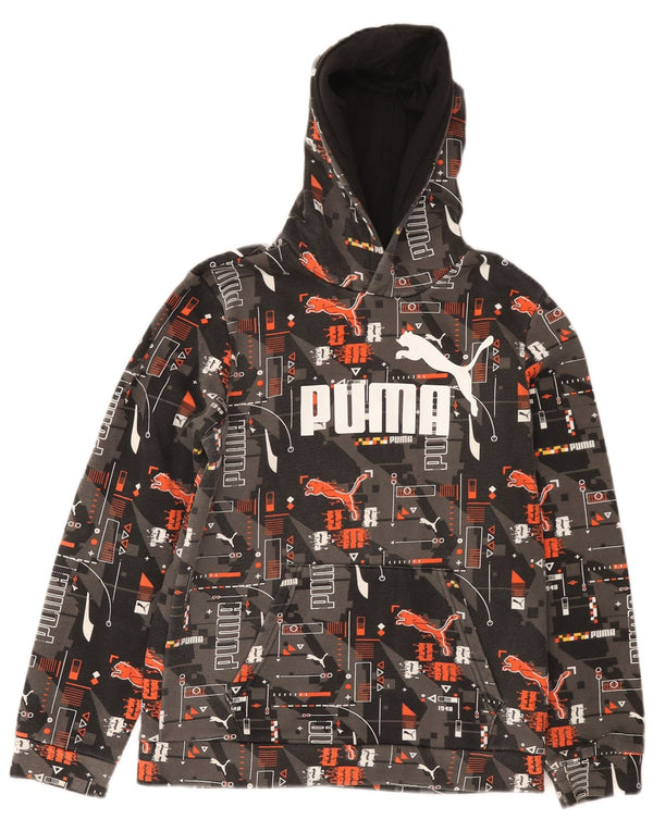 Felpa con cappuccio grafica da ragazzo Puma 13-14 anni in cotone geometrico grigio