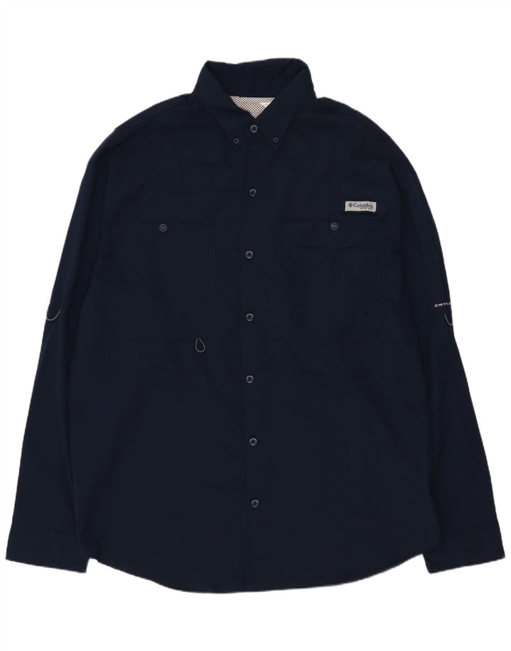 Camicia Columbia Omni-Shade da uomo, grande, in poliestere a quadri blu navy