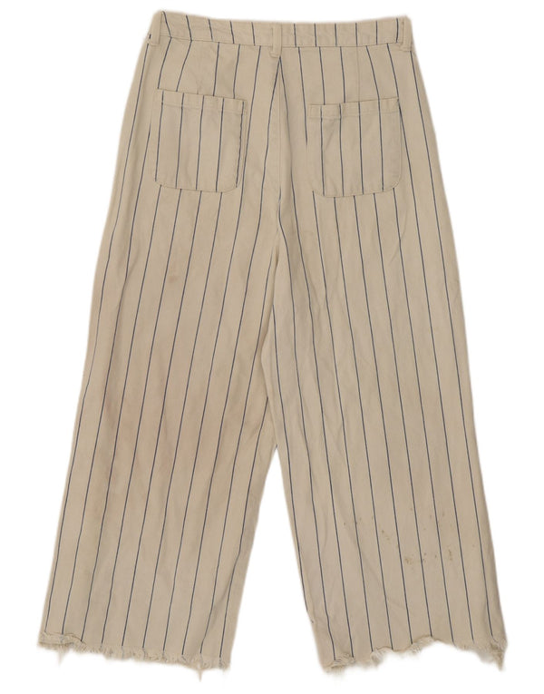Jeans Capri a vita alta da donna Topshop W28 L21 cotone a righe beige