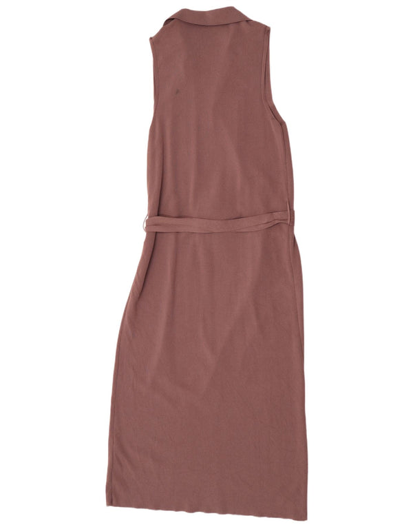 Vestito lungo senza maniche da donna Zara UK 12 Viscosa marrone medio
