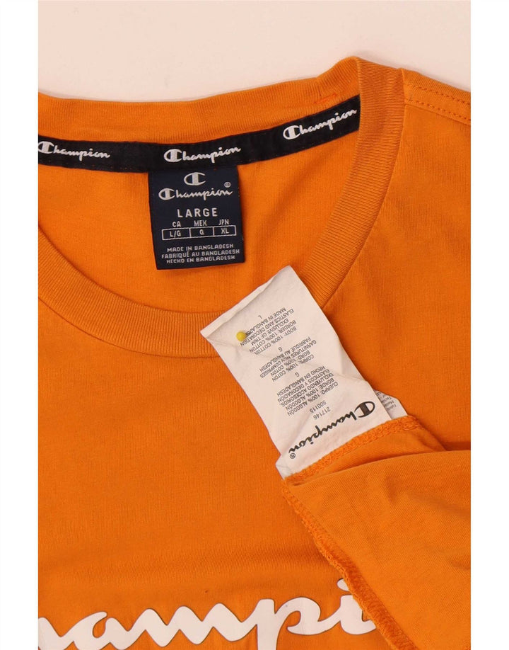 T-shirt grafica da uomo Champion Top Large in cotone arancione