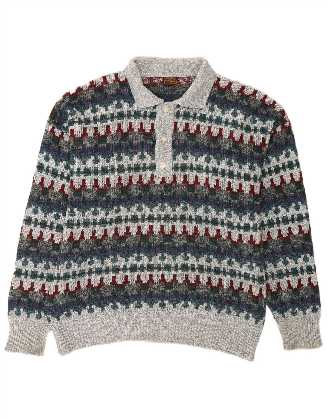 Maglione maglione collo alto da uomo VINTAGE IT 48 Fair Isle medio multicolore