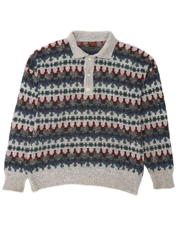 Maglione maglione collo alto da uomo VINTAGE IT 48 Fair Isle medio multicolore