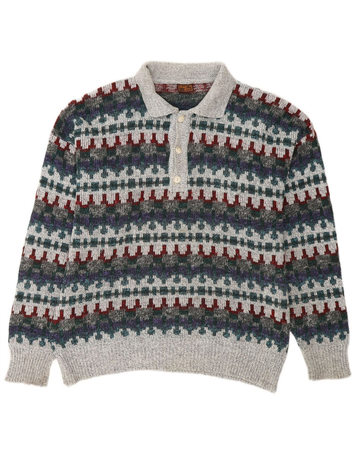 Maglione maglione collo alto da uomo VINTAGE IT 48 Fair Isle medio multicolore
