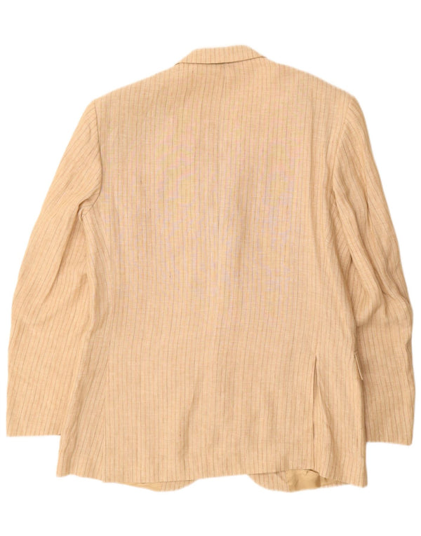 Giacca blazer vintage da uomo a 3 bottoni IT 52 XL Lino gessato beige