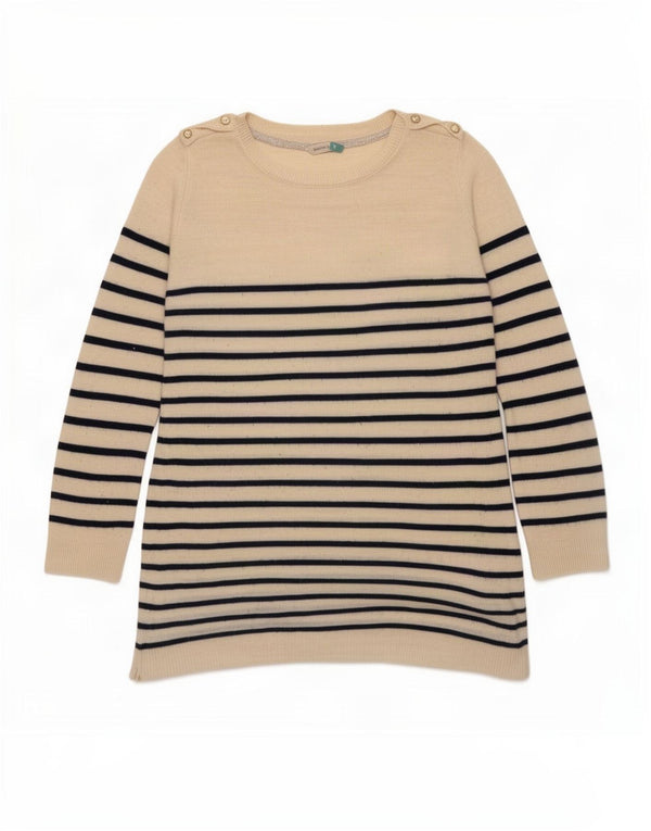 Maglione maglione con scollo a barca da donna John Lewis UK 10 piccolo a righe bianco sporco