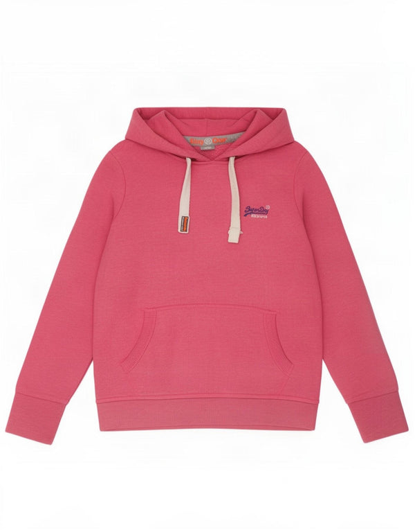 Felpa con cappuccio da donna Superdry UK 16 grande cotone rosa