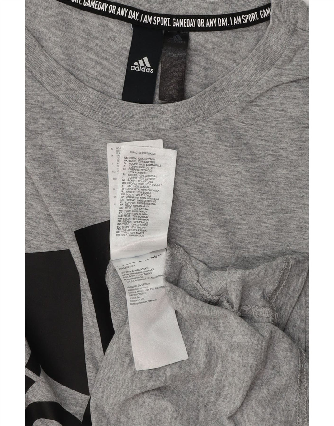 T-shirt grafica da uomo ADIDAS Top grande in cotone grigio