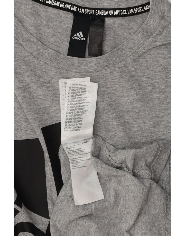 T-shirt grafica da uomo ADIDAS Top grande in cotone grigio