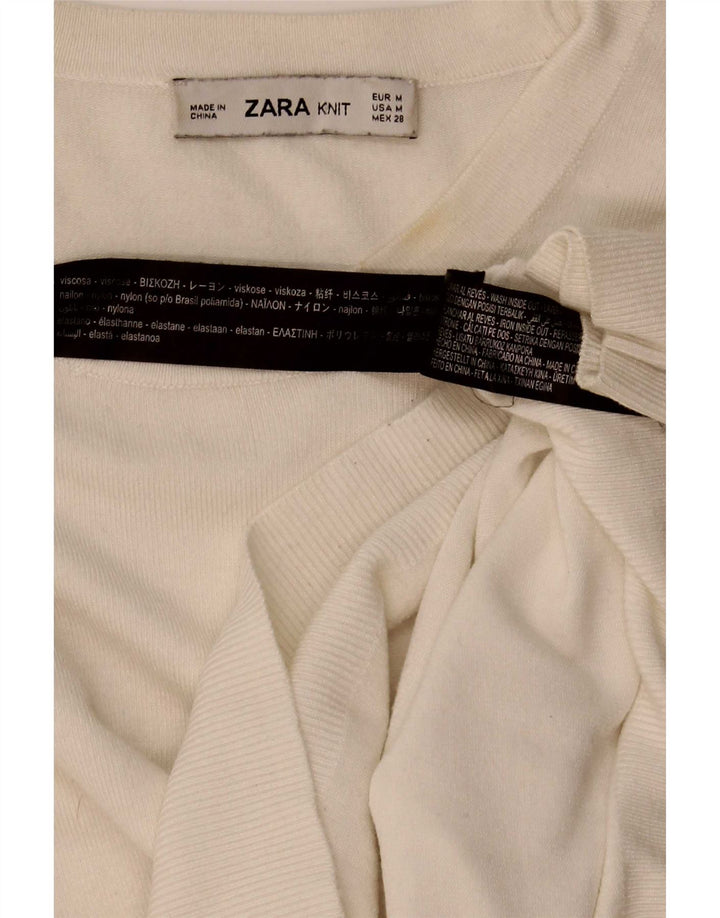 Maglione Zara da donna con scollo a barca UK 12 Viscosa bianca media