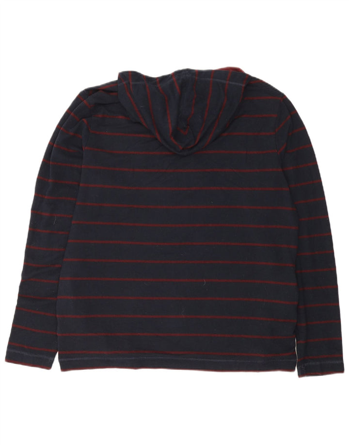 Marks & Spencer Top da uomo con cappuccio a maniche lunghe a righe grandi blu navy