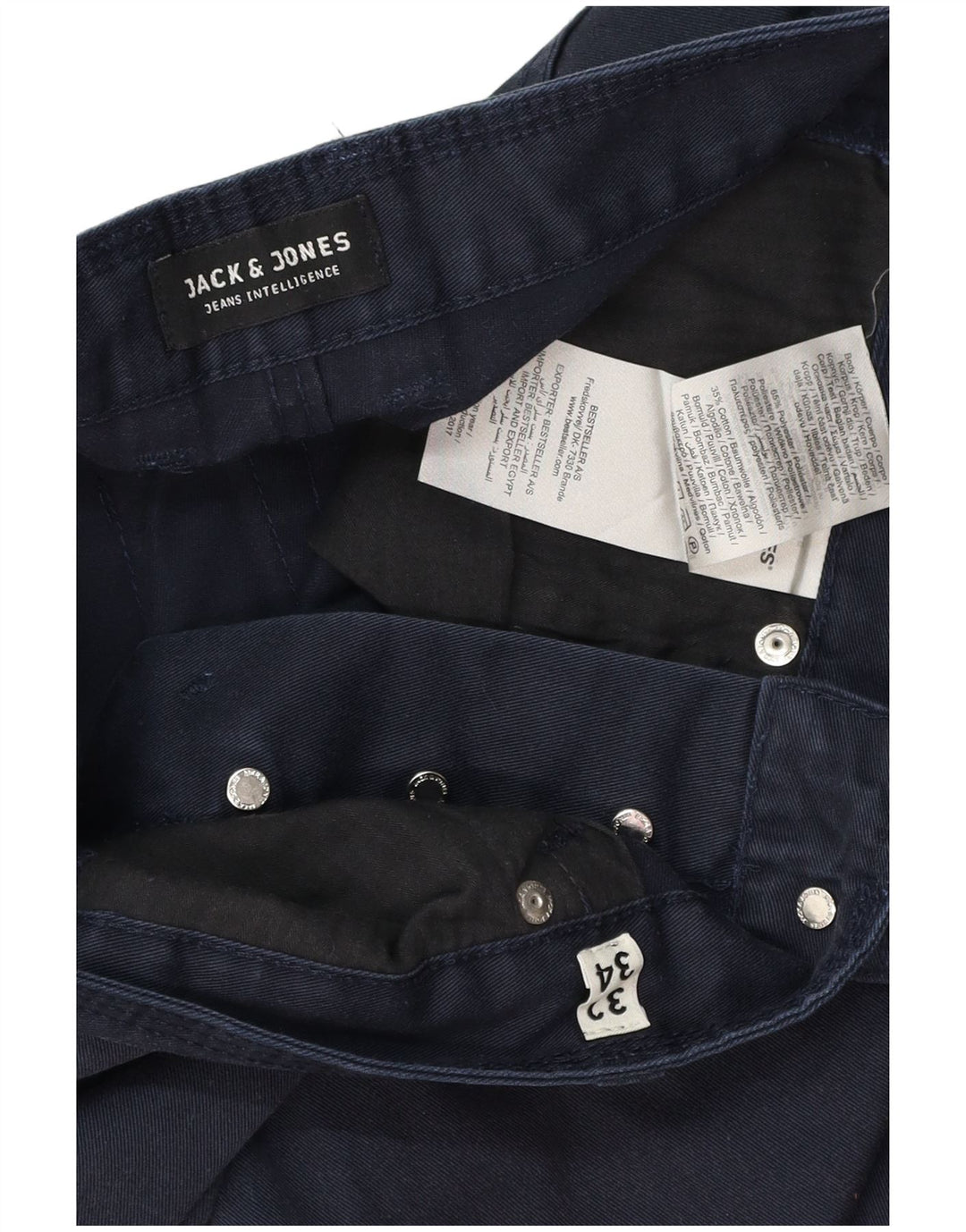 JACK & JONES Pantaloni casual dritti da uomo a banana W32 L32 in cotone blu navy