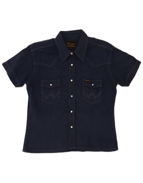 Camicia in denim a maniche corte da donna Wrangler UK 16 Large Blu Navy